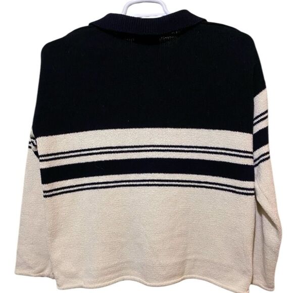 VTG 90s Express Tricot Quarter Zip Sweater Striped Rugby Boxy Oversized SZ Small - Picture 3 of 10